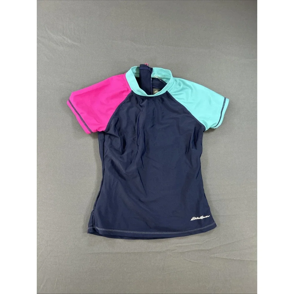 eddie bauer kids blue and pink rashguard size small